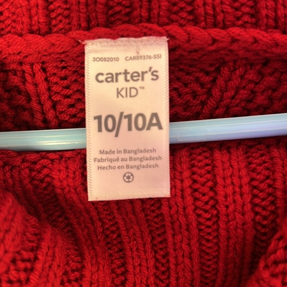 Carters Kid Girls Knit Shawl Red with buttons - Picture 3 of 3